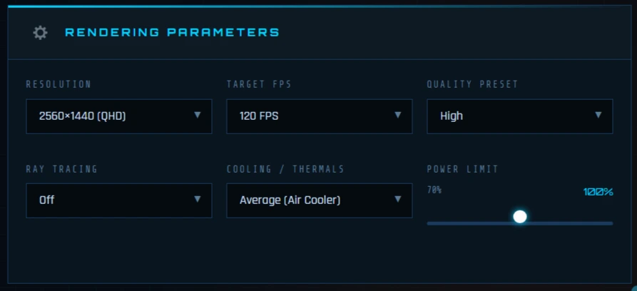 Rendering Parameters panel
